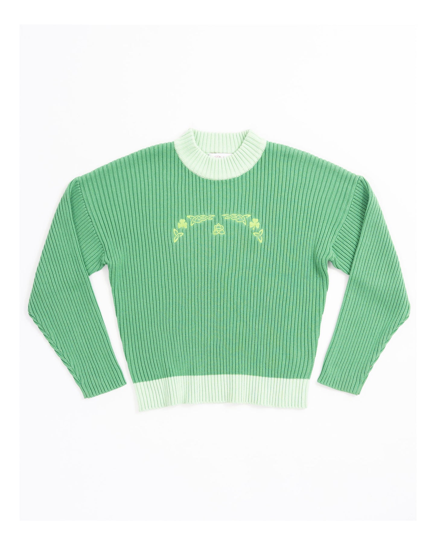 Embroidered Ribbed Knit - Green