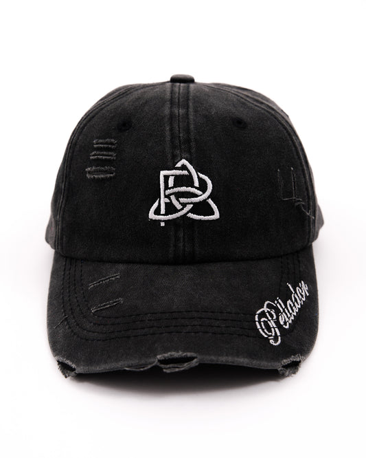 Washed Distressed Cap Black